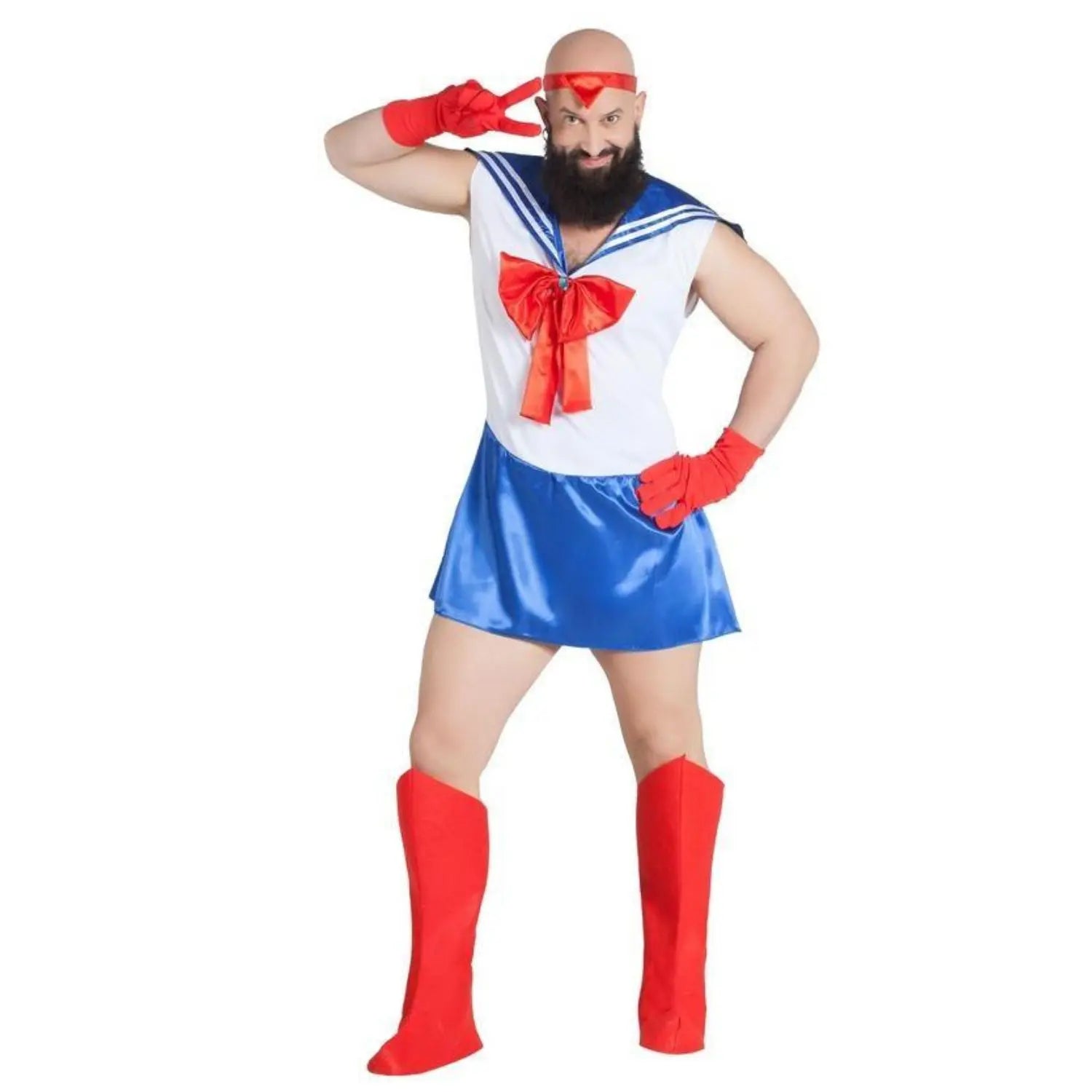 Disfraz de Sailor para hombre con vestido, guantes, cinta de cabeza y cubrebotas ideal para Carnaval y fiestas