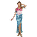 Disfraz de sirena para mujer con vestido brillante y brazaletes para Carnaval o fiestas temáticas