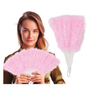 abanico de plumas rosa como complemento para disfraz de cabaret burlesque o charlestón ideal para fiestas temáticas