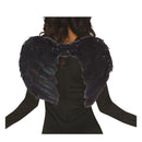 alas negras de plumas complemento para look gótico o fantasía oscura en Halloween y fiestas temáticas