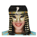 antifaz egipcio dorado con detalles y serpiente para look de faraon o reina egipcia en fiestas temáticas