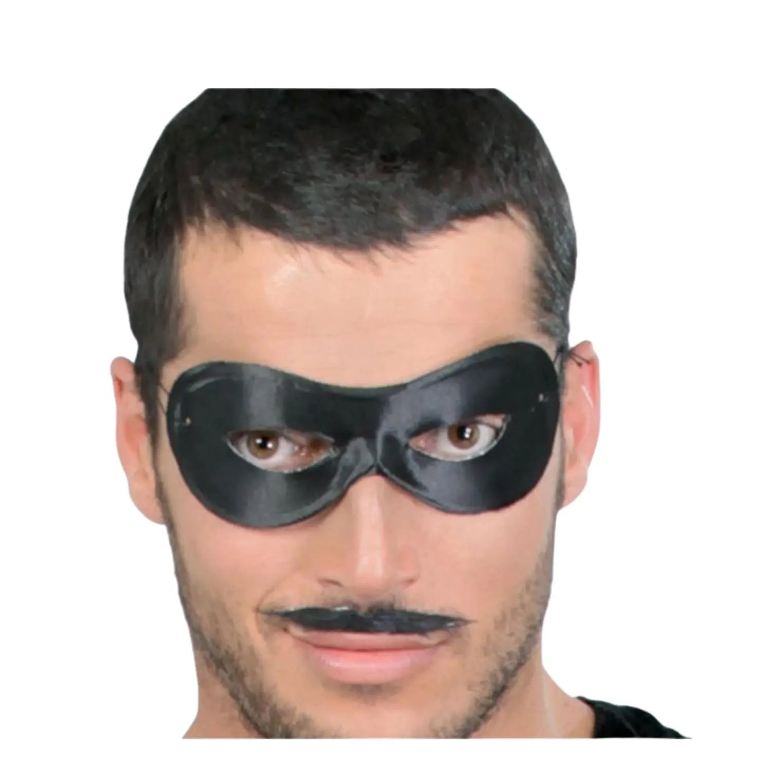 antifaz negro tipo pierrot para look de superheroe ladron o personaje misterioso en fiestas temáticas
