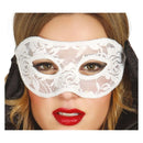 Antifaz sexy blanco de encaje para disfraces y bailes de máscaras