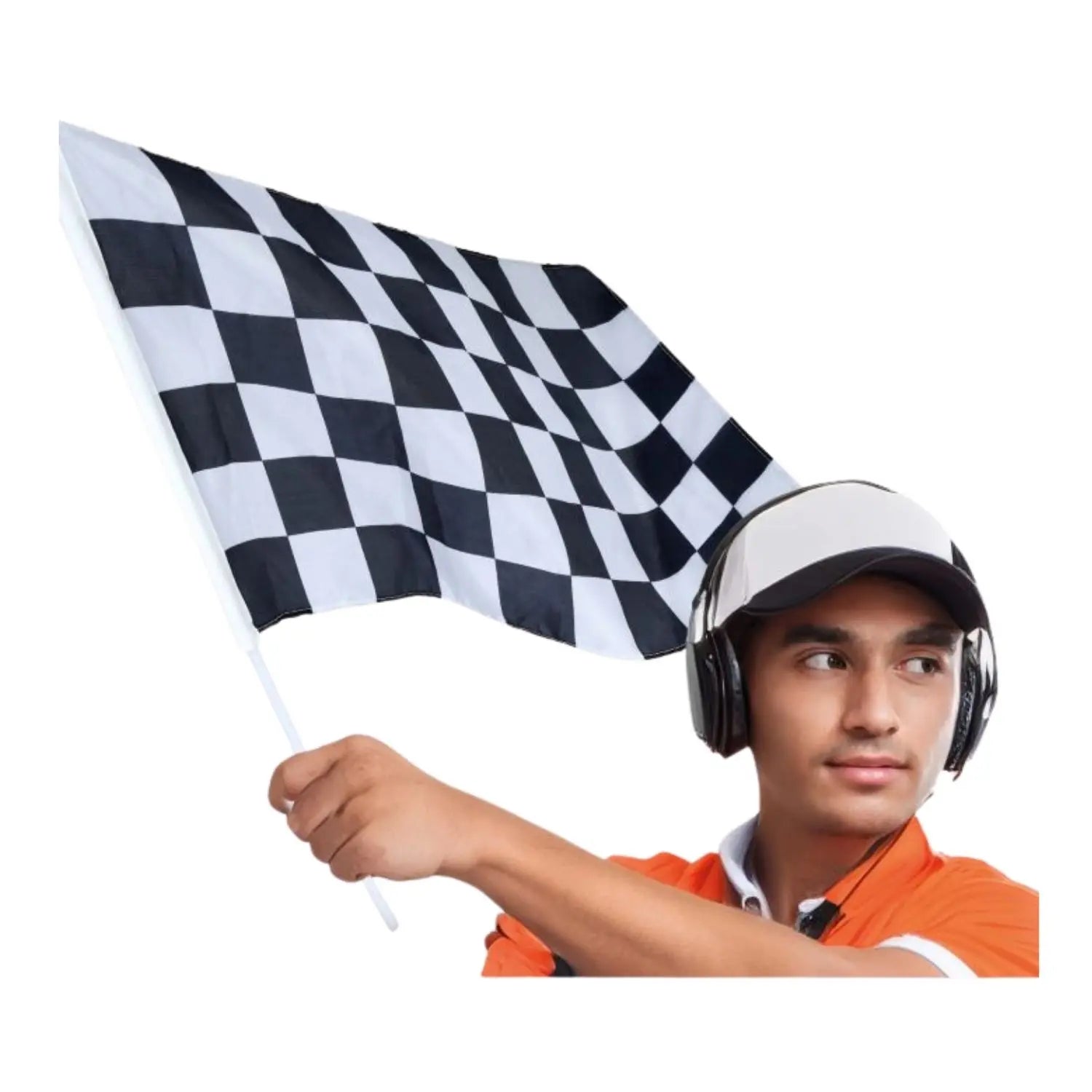 bandera de cuadros blanco y negro 45x30 cm complemento para look de carreras o temática racing

