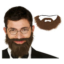 Barba y bigote castaño con goma elástica de sujeción para disfraz