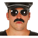 Bigote hippie negro postizo para disfraz años 70 
