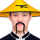 Bigote negro fino estilo oriental postizo para disfraz