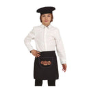 boina y delantal negro infantil complemento para look de castañero en La Castañada o fiestas temáticas