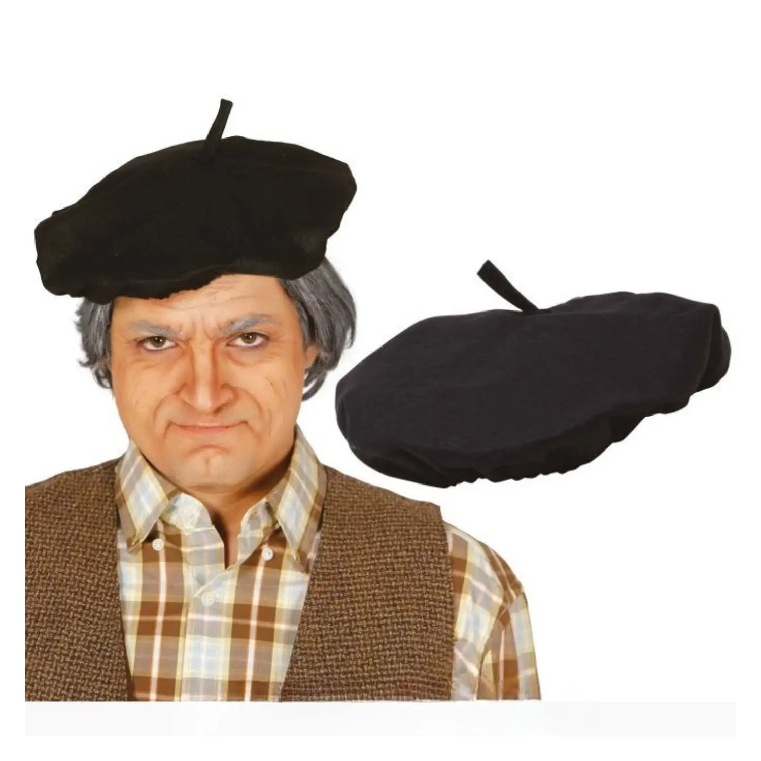 Boina negra adulto sombrero clásico complemento para disfraz