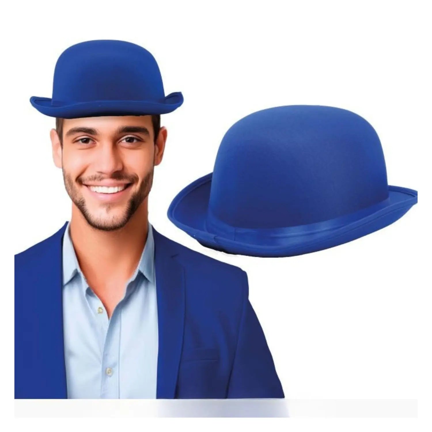 Bombín de satén azul sombrero elegante complemento para disfraz