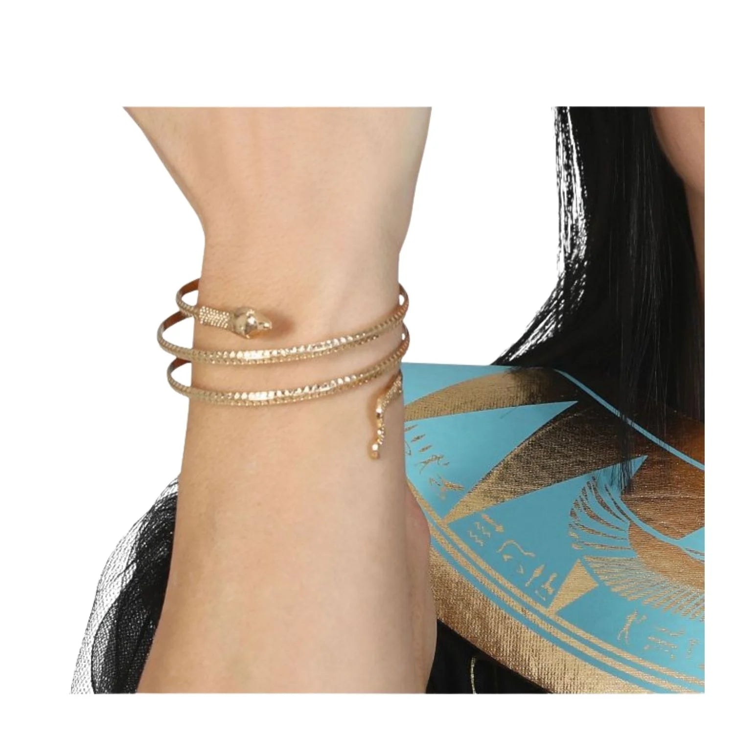brazalete egipcio dorado en espiral accesorio faraón elegante para outfit egipcio