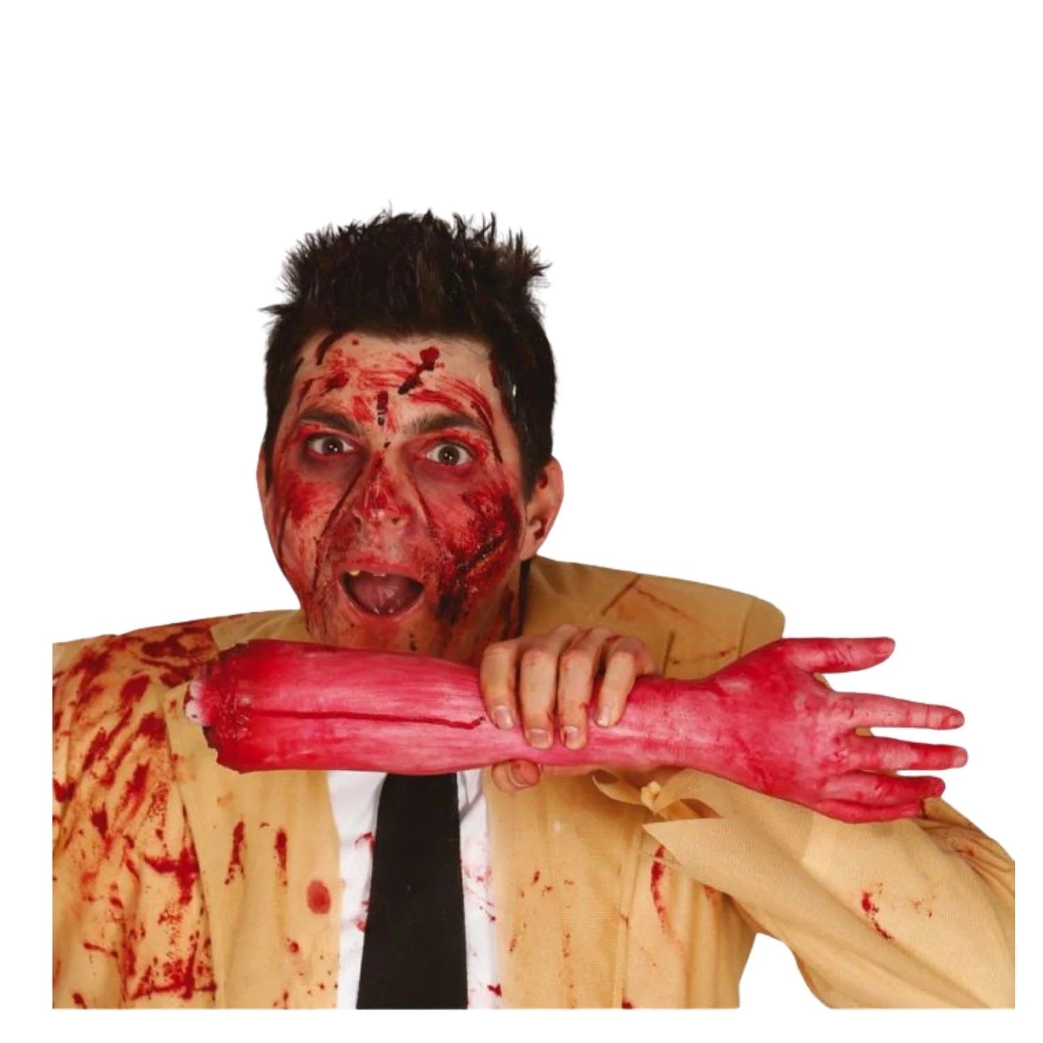 brazo descuartizado de 35 cm con efecto sangre para temática terror Halloween