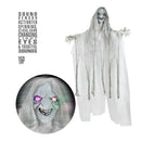 Bruja animada giratoria 153 cm con ojos luminosos y sonido accesorio terror para Halloween y decoración