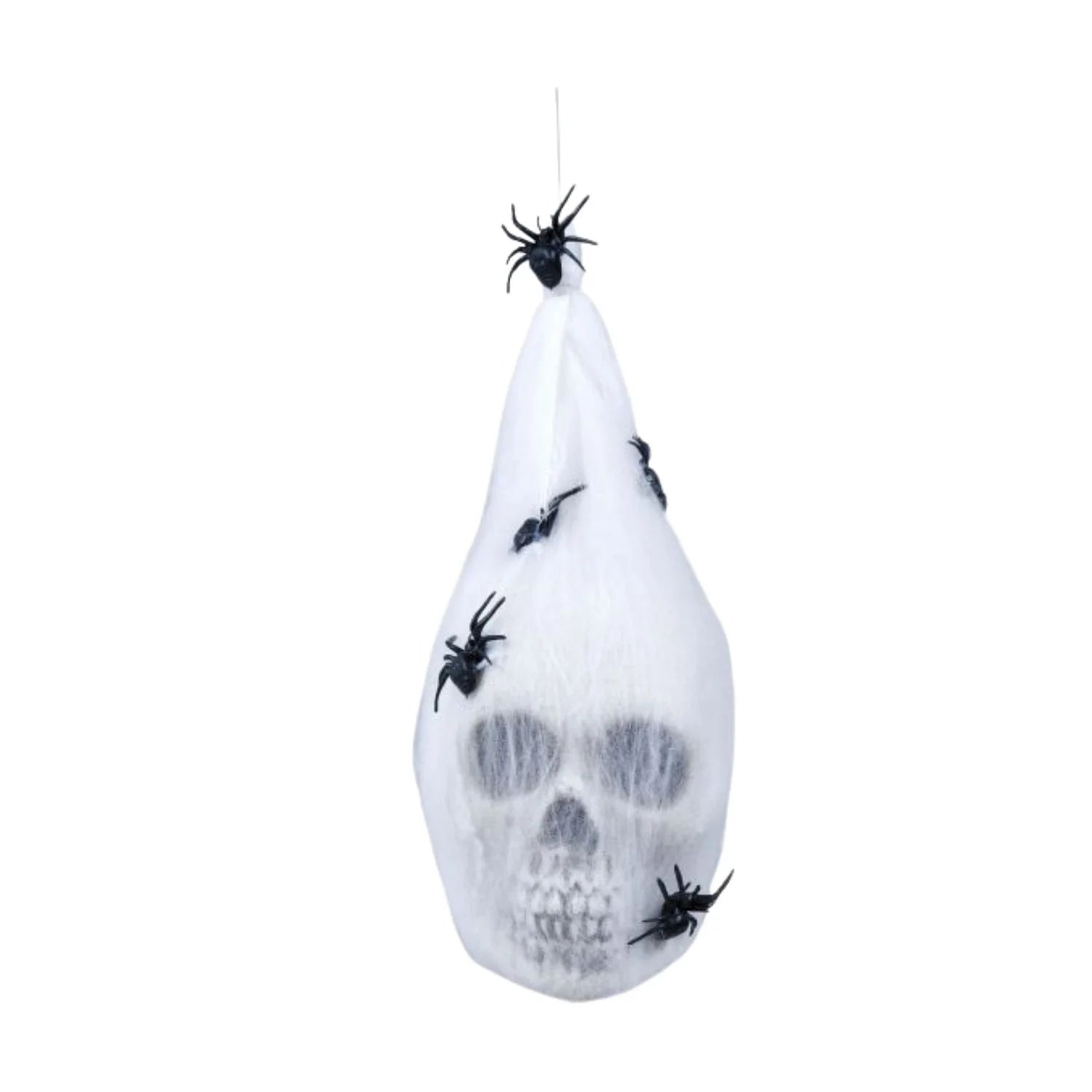 calavera con telaraña y arañas decorativas de 25 cm para ambientación terror Halloween