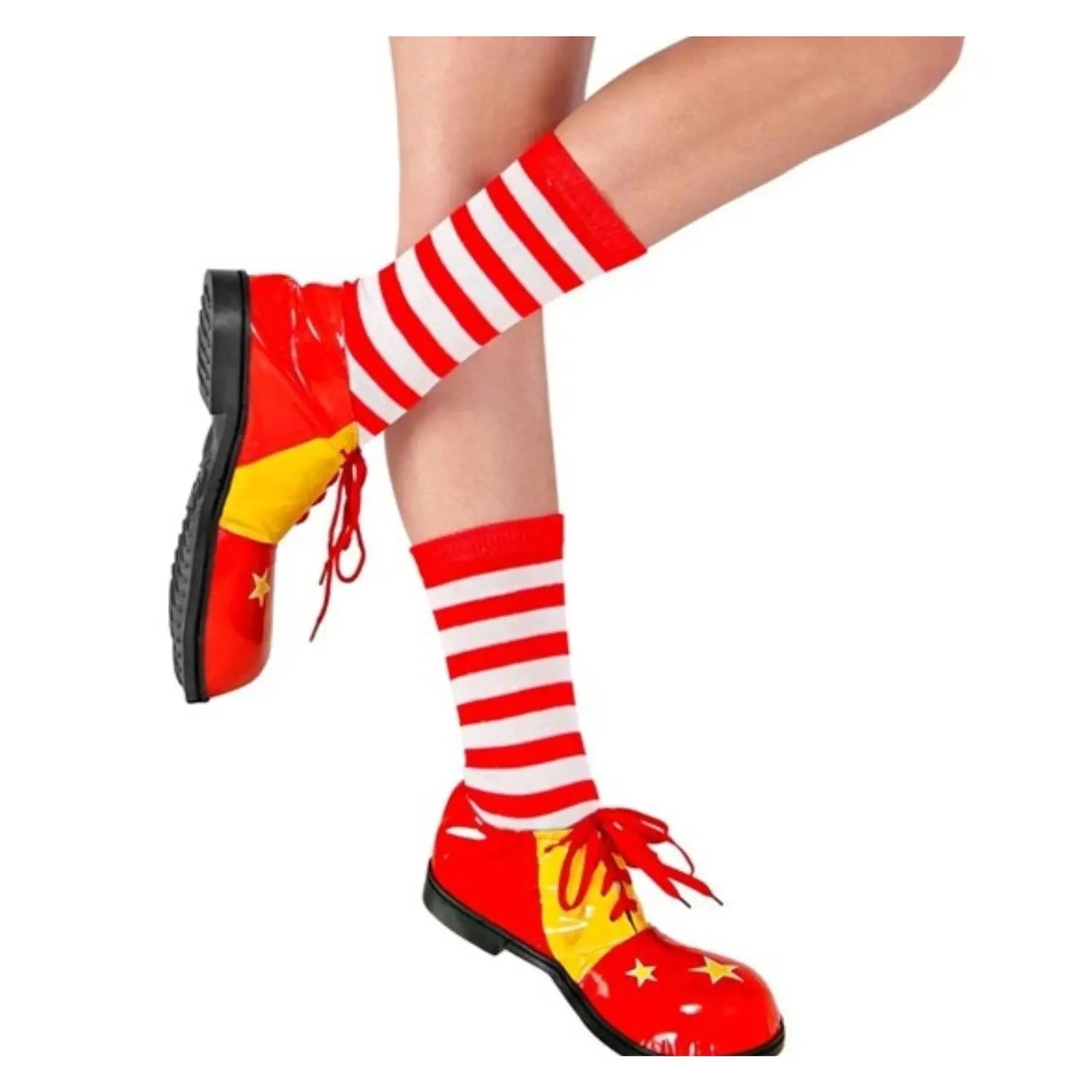 Calcetines a rayas rojas y blancas para adulto, complemento para disfraces de payaso, elfo o personajes infantiles