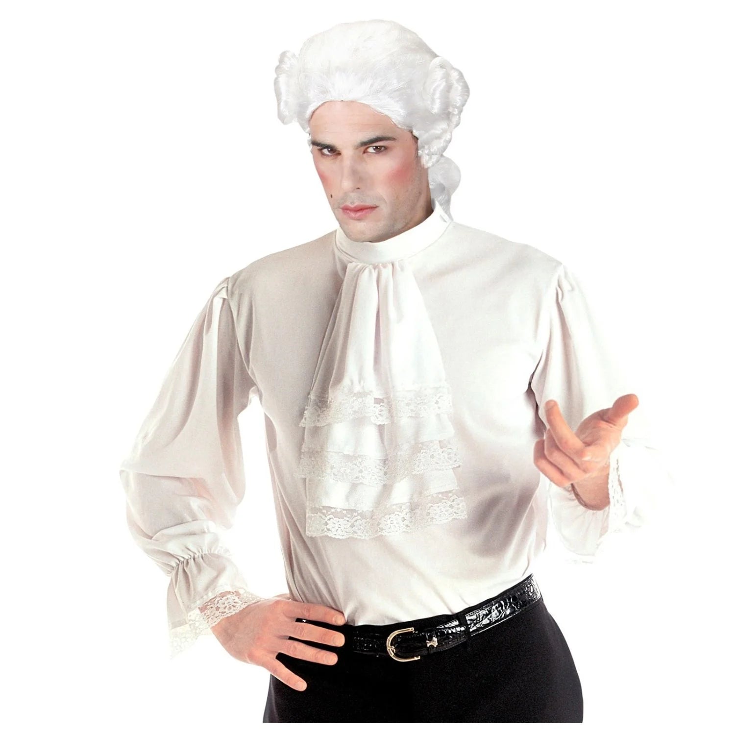 Camisa blanca con chorrera para adulto ideal para disfraces de época, vampiro y aristócrata