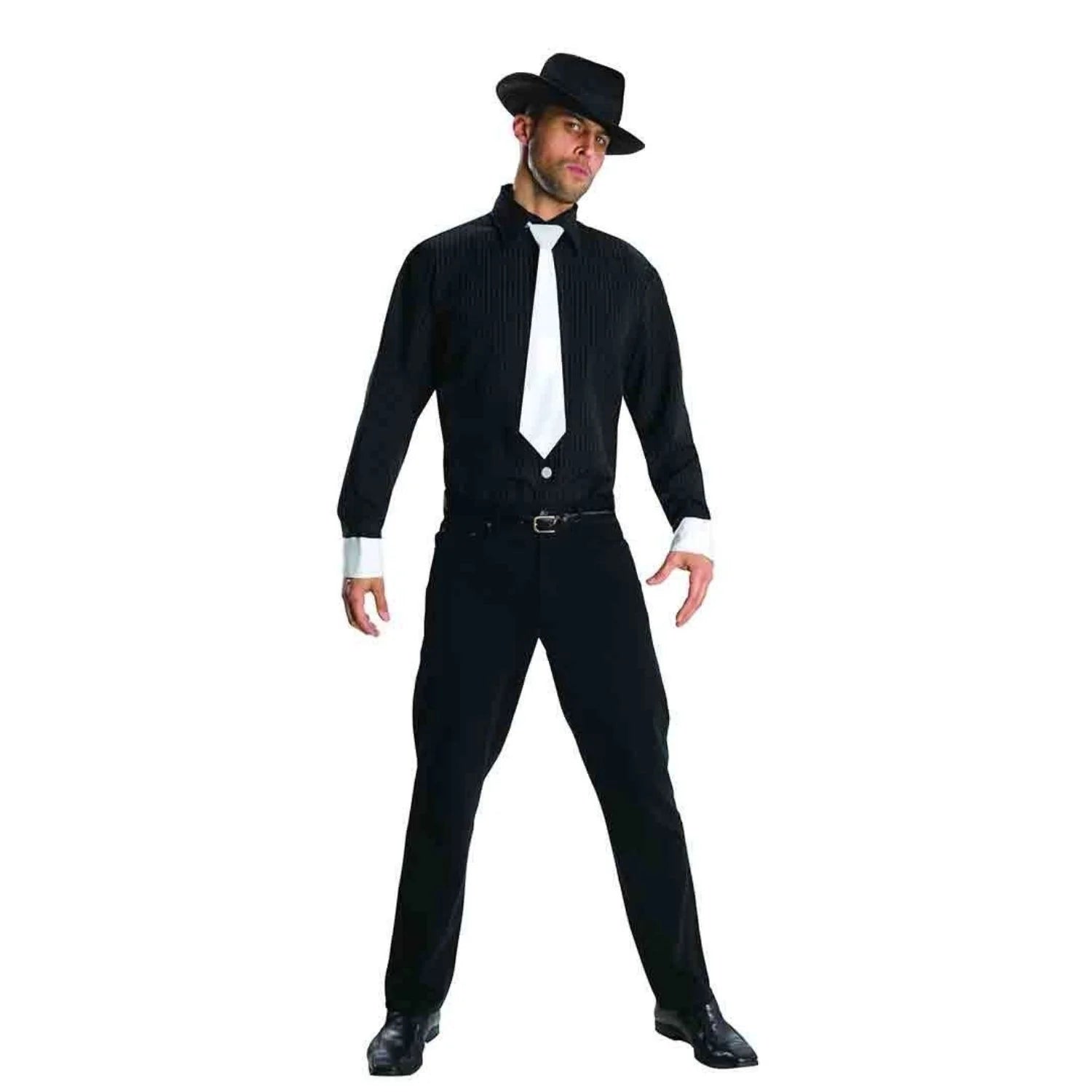 Camisa de Gánster para hombre con corbata y sombrero de tela
