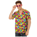 Camisa hawaiana fondo amarillo para adulto con estampado tropical