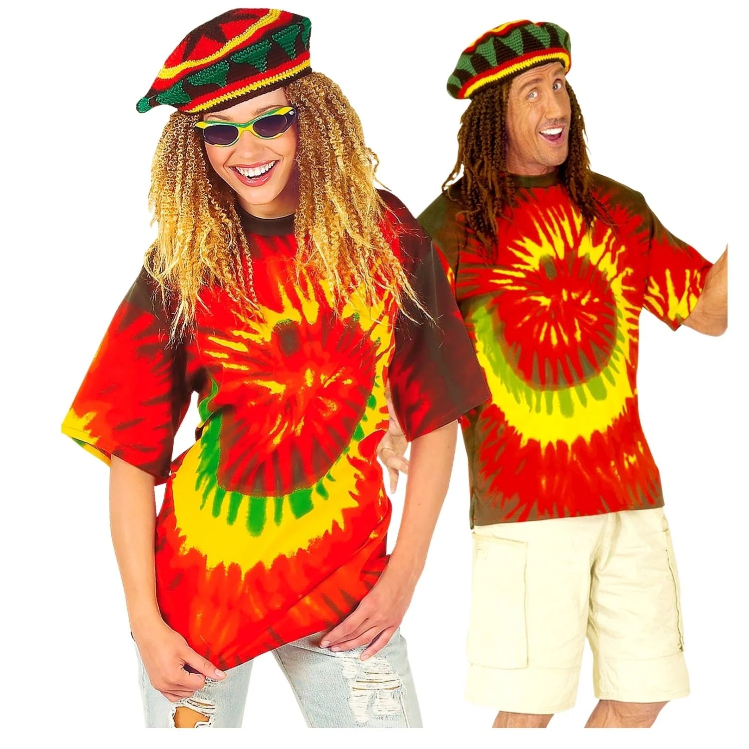Camisa de Jamaicano unisex con estampado multicolor inspirado en la cultura reggae y rastafari
