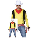 Camisa Lucky Luke con chaleco delantero y pañuelo rojo para disfraz cowboy