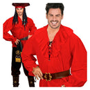 Camisa de pirata roja para adulto ideal para disfraces medievales y personajes de época