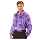 Camisa de raso con chorreras color violeta para adulto