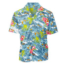 Camisa hawaiana fondo azul para fiestas temáticas