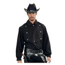 Camisa de vaquero negra de manga larga para disfraces de cowboy, sheriff, pistolero y personajes del Lejano Oeste