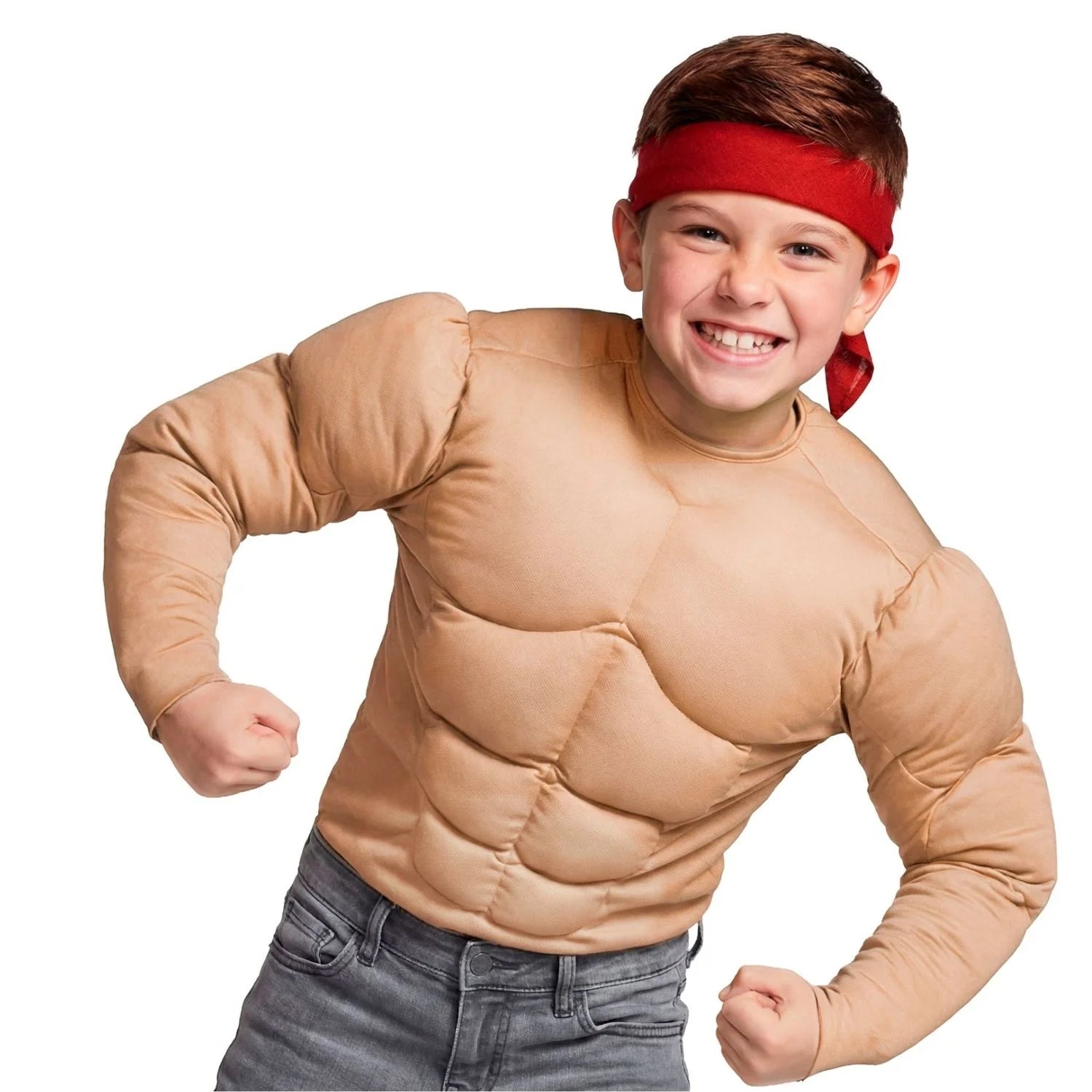 Camiseta cuerpo musculoso infantil acolchada con efecto de músculos para disfraces