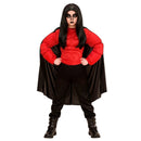 Camiseta musculosa roja infantil con capa negra para disfraz de superhéroe