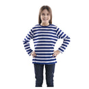 Niña con camiseta infantil de rayas azules y blancas para disfraz