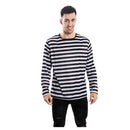 Hombre con camiseta de rayas negras y blancas para adulto