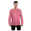 Hombre con camiseta de rayas rojas y blancas para adulto
