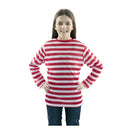 Niña con camiseta infantil de rayas rojas y blancas para disfraz