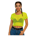 camiseta de red amarillo neón complemento para look festival rave moderno