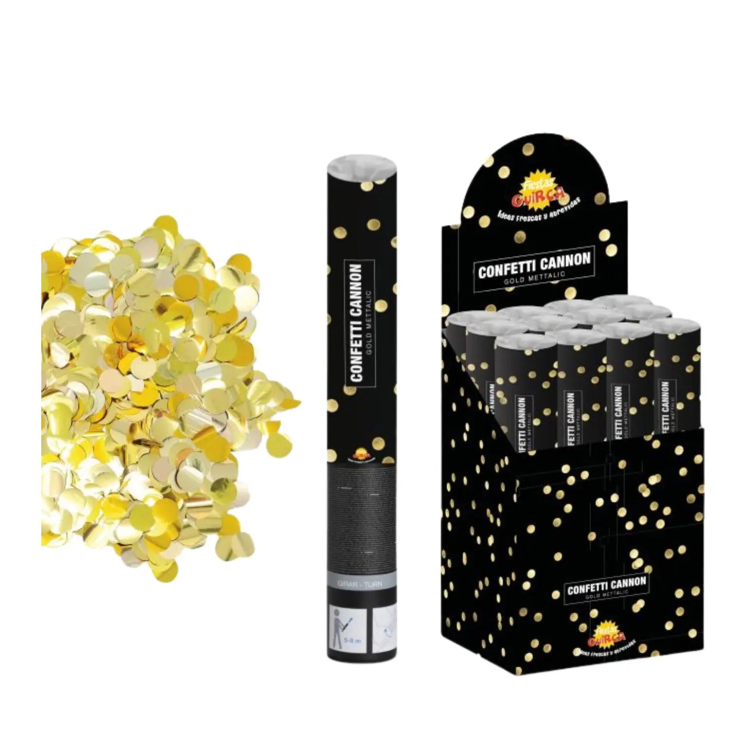 cañon de confetti dorado 40 cm aire comprimido complemento para fiestas elegantes y celebraciones