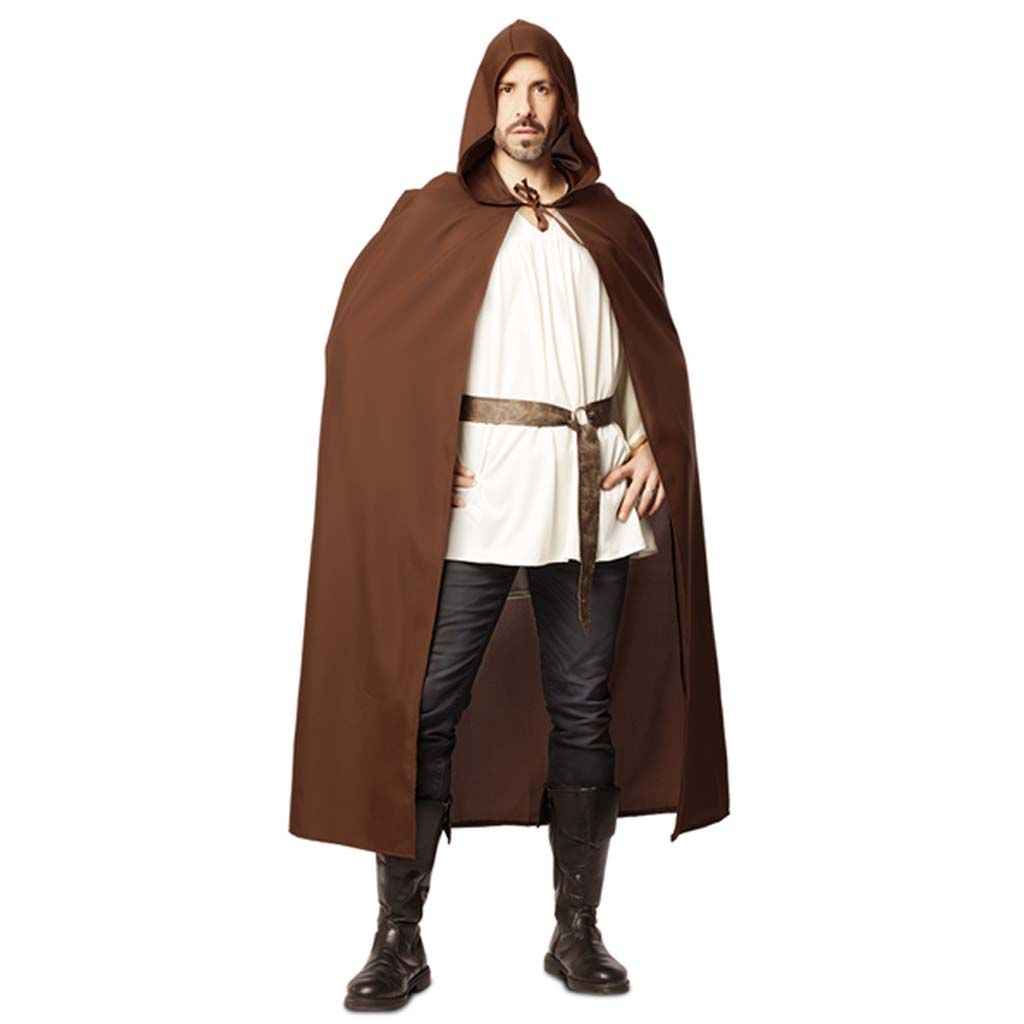 capa medieval marrón adulto complemento para look de fantasía o estilo rústico en fiestas temáticas