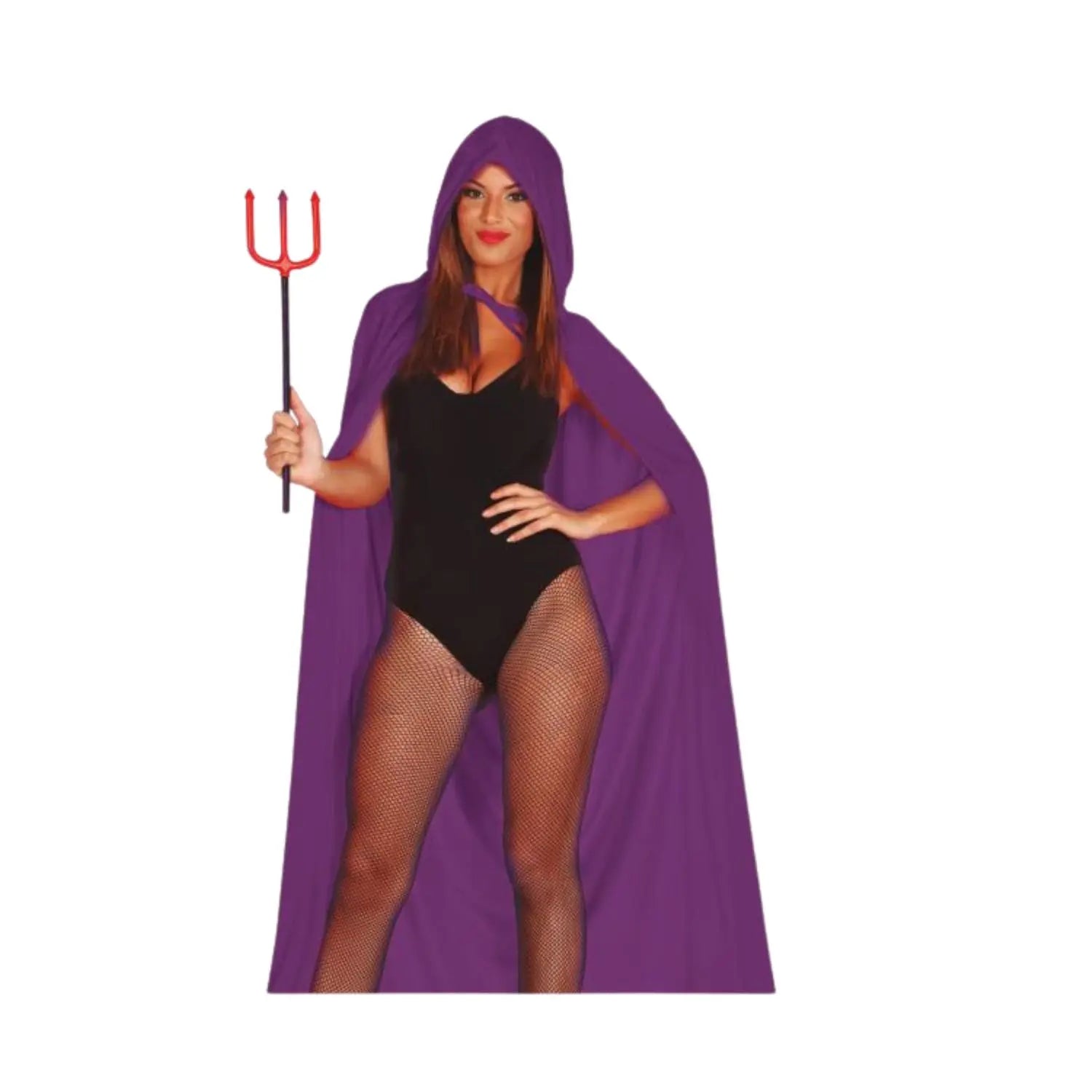 Capa púrpura de terciopelo para adulto con capucha de 130 cm ideal para disfraces de bruja, maga, vampira y fantasía