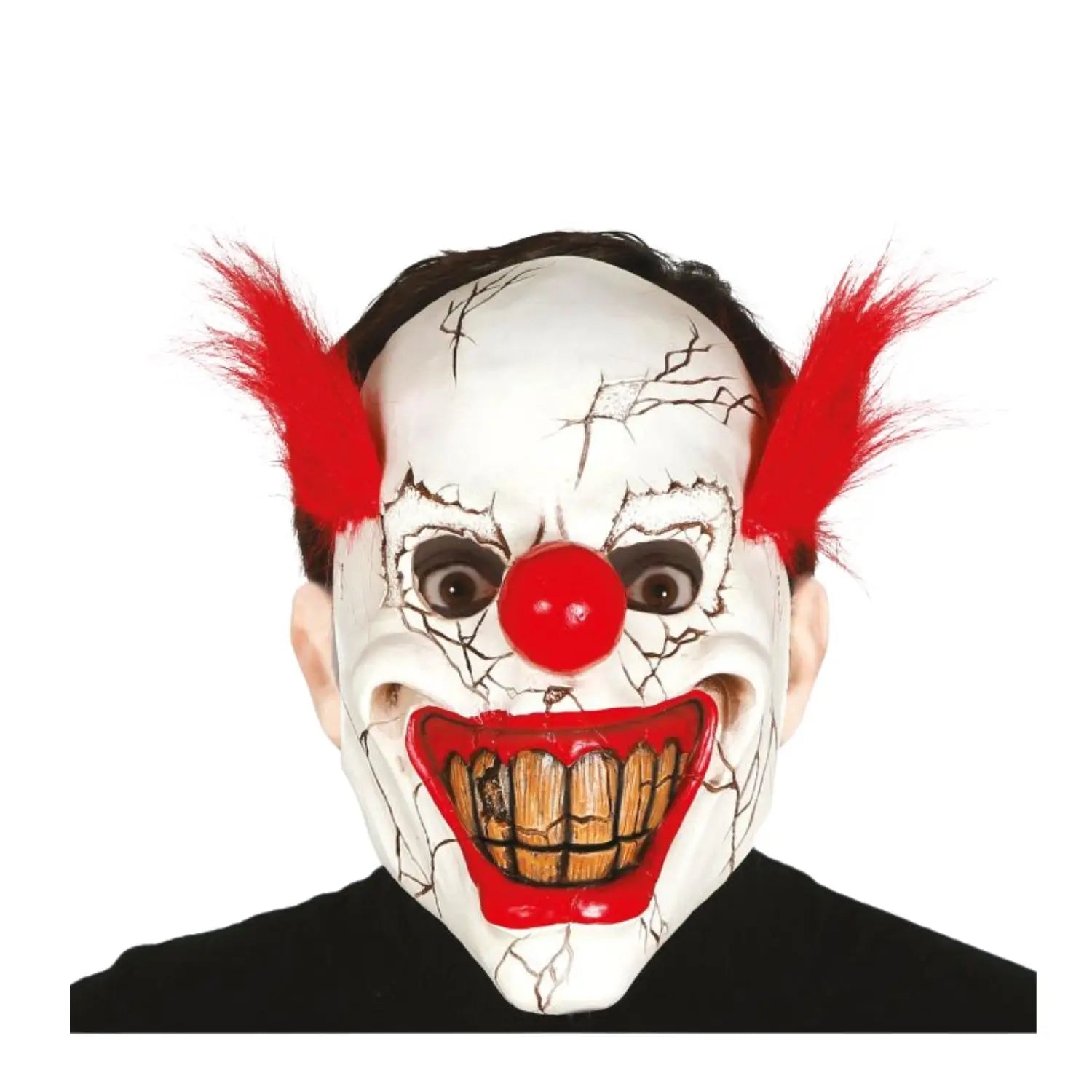 careta de payaso terror con pelo de látex para disfraz de halloween y fiestas temáticas