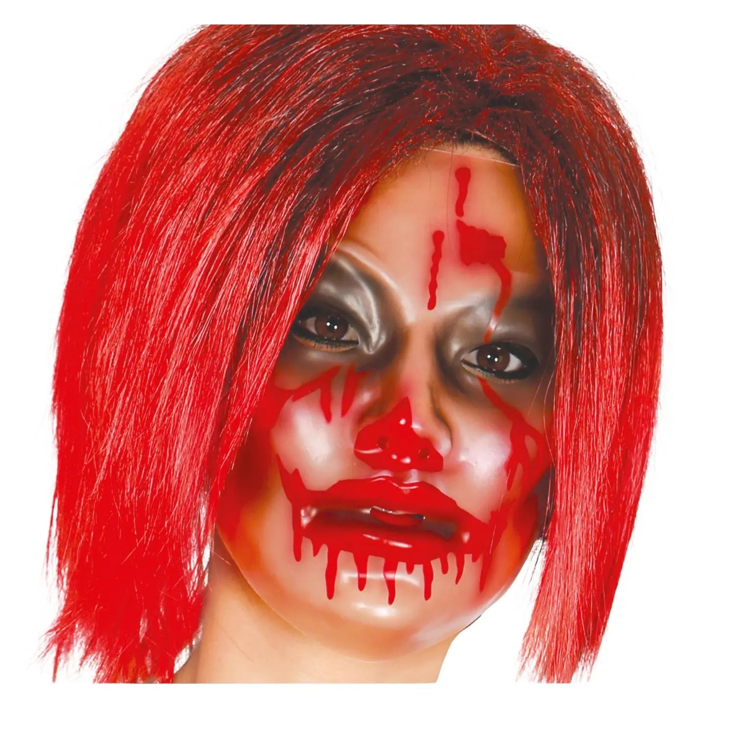 Careta transparente con efecto sangre para mujer ideal para disfraces de Halloween y terror