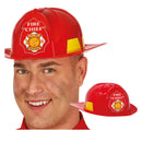 Casco de bombero adulto rojo de plástico con emblema frontal