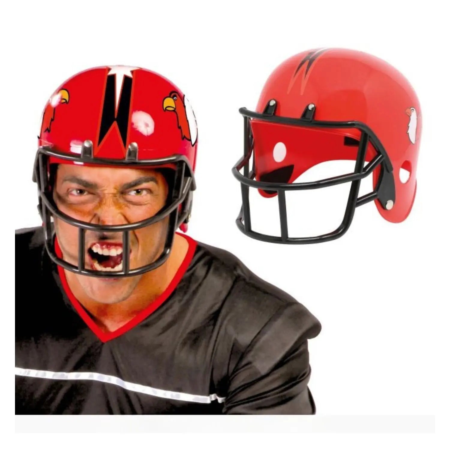 Casco de jugador de fútbol americano rojo para adulto complemento de disfraz