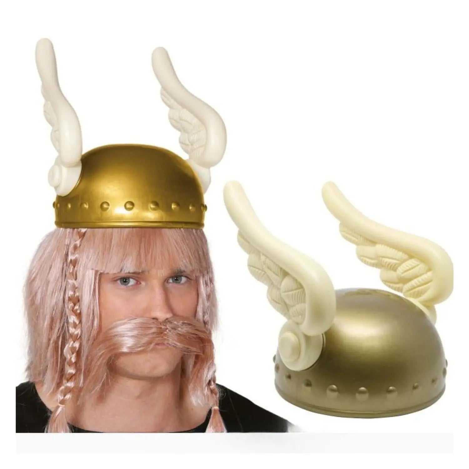 Casco galo estilo Asterix para adulto con alas laterales complemento de disfraz