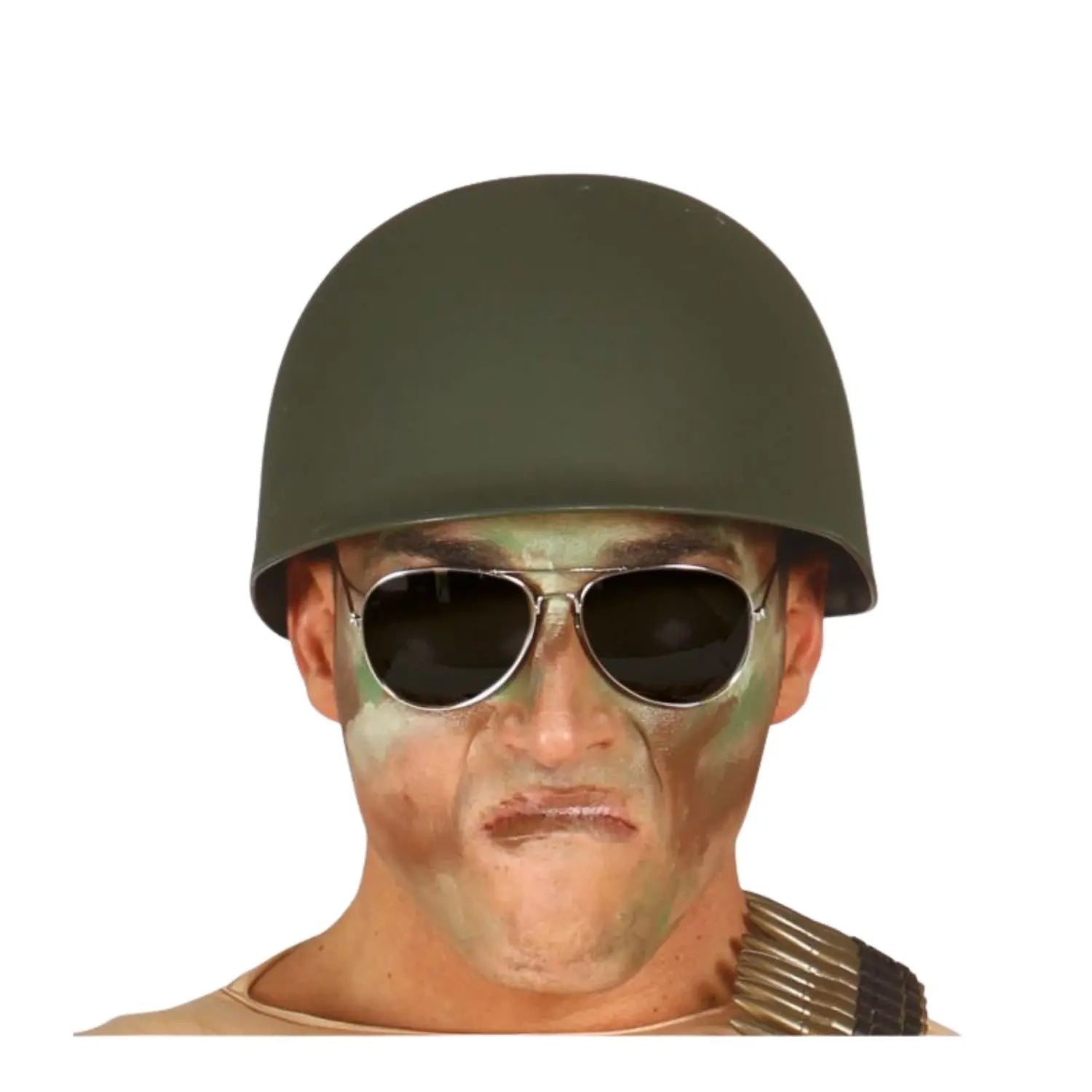 casco militar americano verde para disfraz de soldado en fiestas temáticas