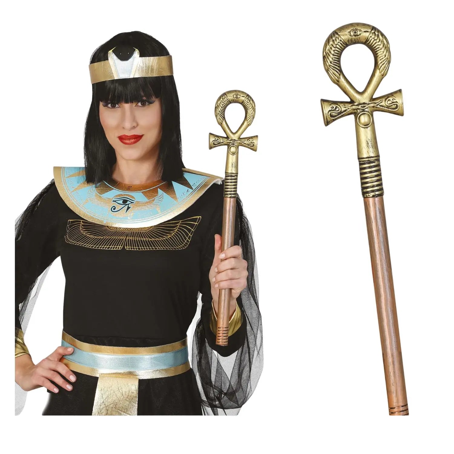 Cetro egipcio cruz de Ankh para completar disfraces de faraón y temática egipcia
