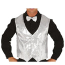 Chaleco de lentejuelas plata brillante para Carnaval y fiestas