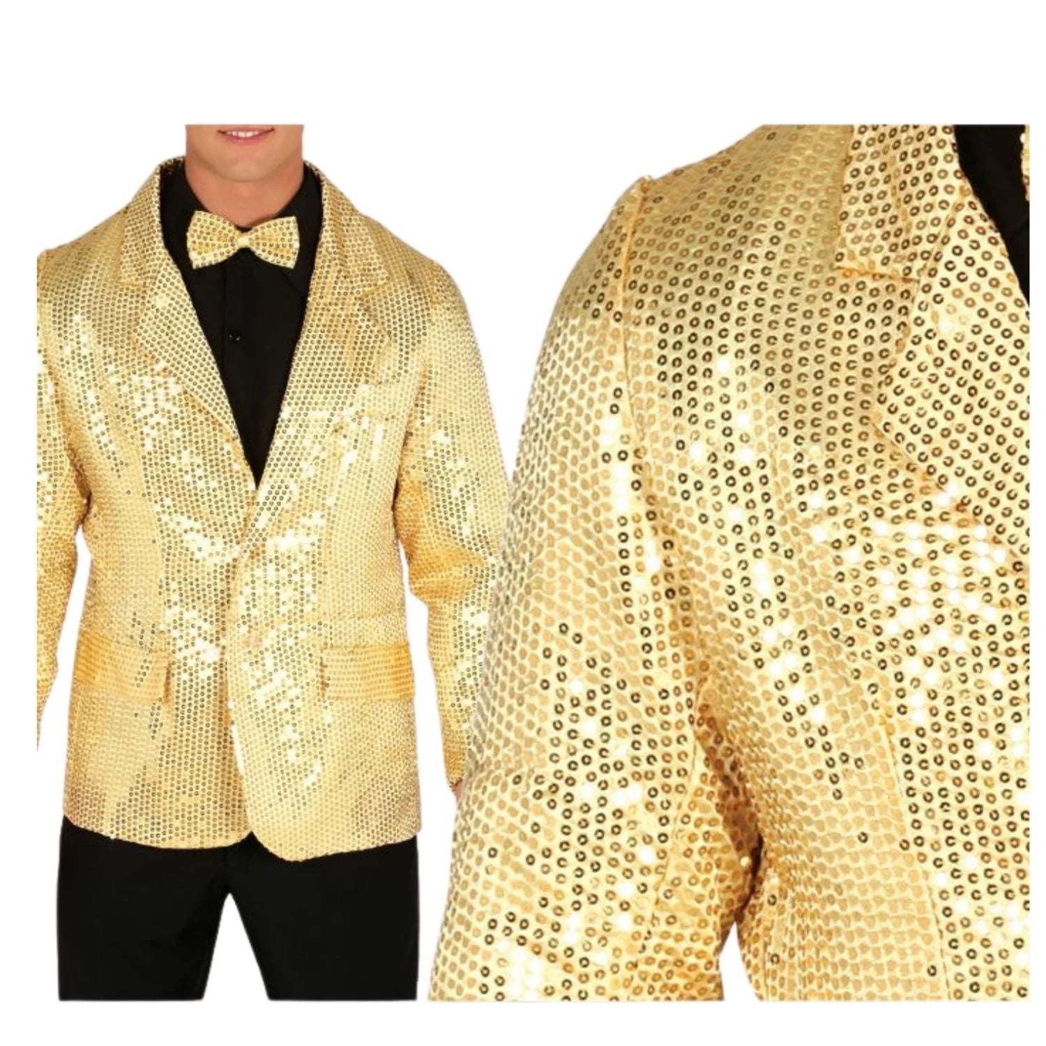 Chaqueta de lentejuelas oro para adulto estilo disco y fiesta