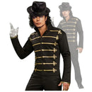 Chaqueta militar Michael Jackson negra con detalles dorados para hombre