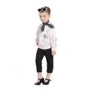 Chaqueta Pink Lady infantil con pañuelo de lunares para disfraz retro