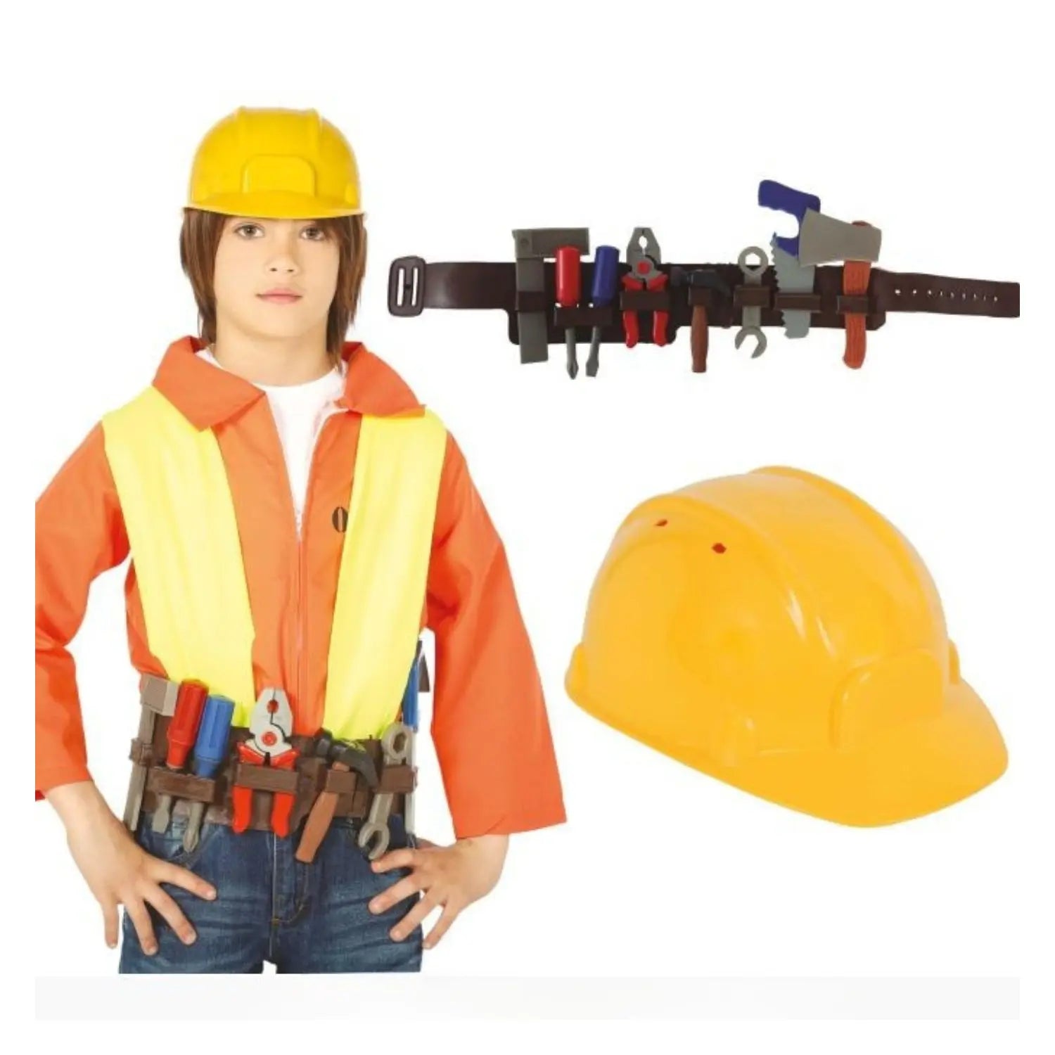 Cinturón de herramientas con casco accesorio de constructor